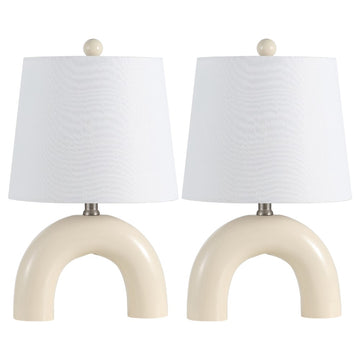 Zadie 17.75" Scandinavian Minimalist Ceramic Arch LED Table Lamp - JONATHAN Y